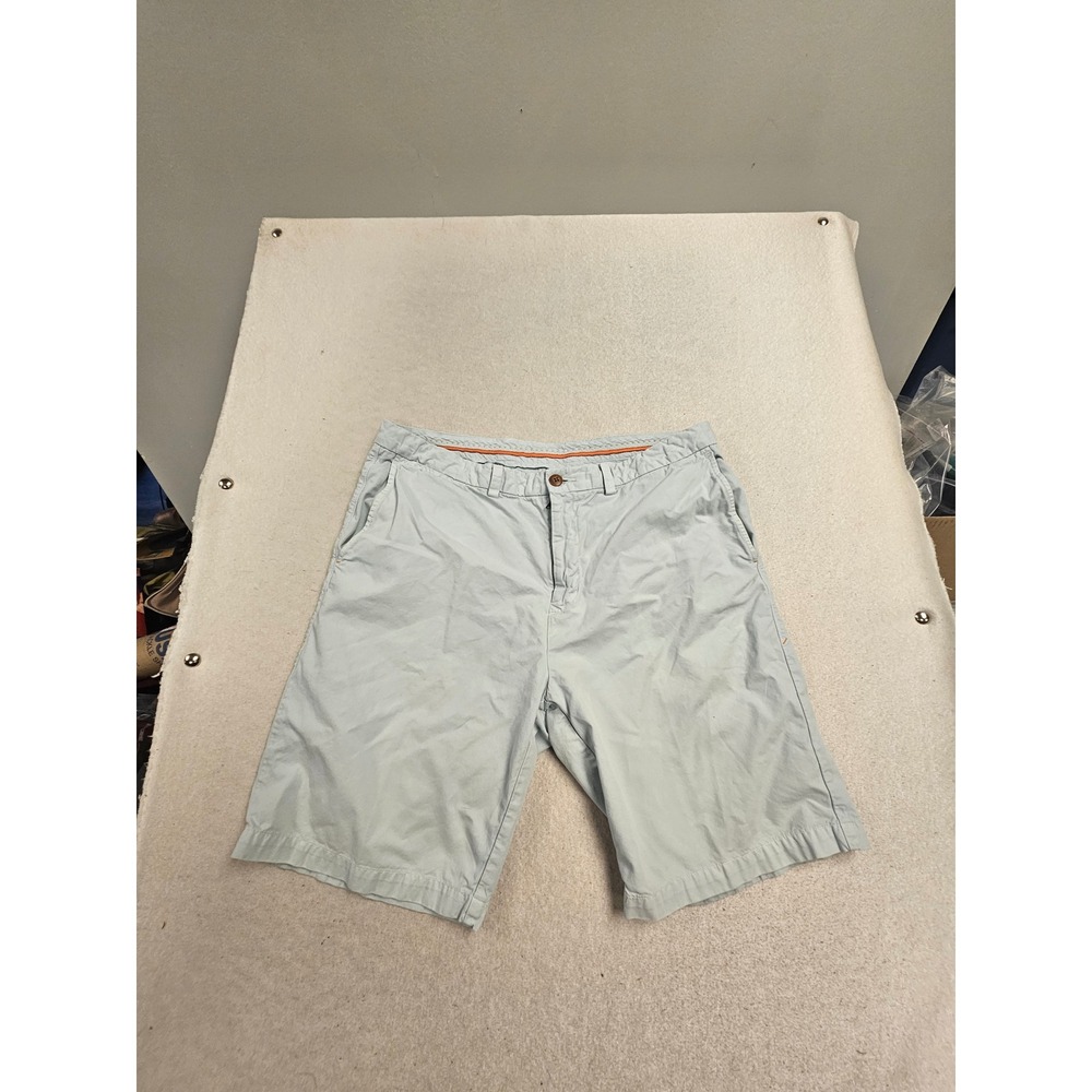 Tommy Bahama Mens 35 Light Blue 100% Pima Cotton Flat Front Chino Shorts 9.5" In